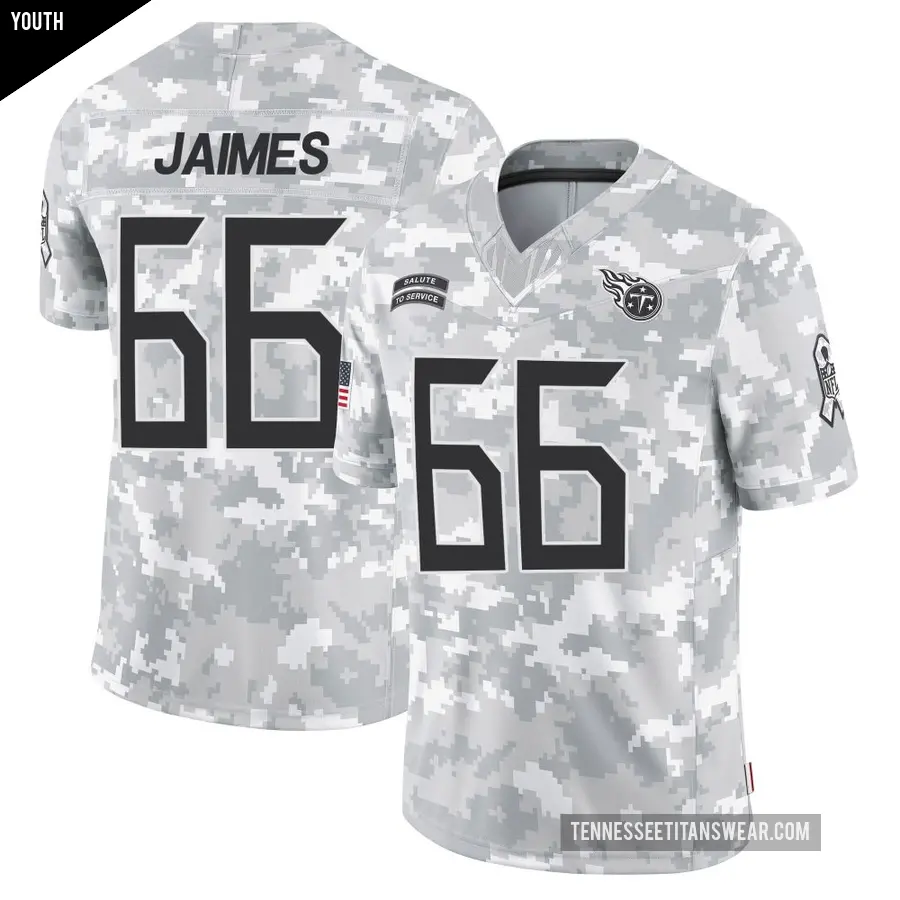 Youth Tennessee Titans ＃66 Brenden Jaimes Arctic Camo Limited 2024 Salute to Service Jersey