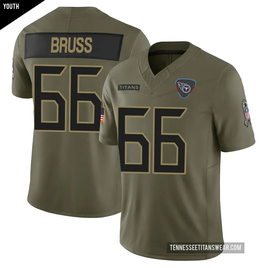 Youth Tennessee Titans ＃66 Logan Bruss Olive Limited 2025 Salute to Service Jersey
