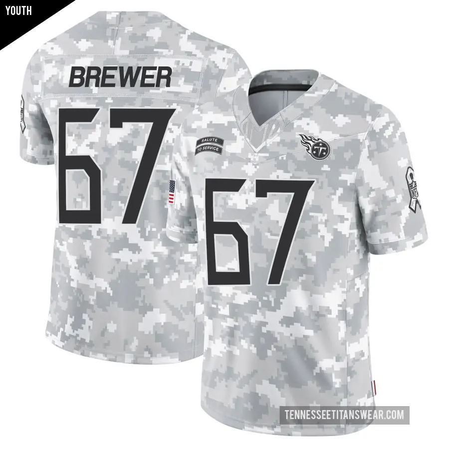 Youth Tennessee Titans ＃67 Chandler Brewer Arctic Camo Limited 2024 Salute to Service Jersey
