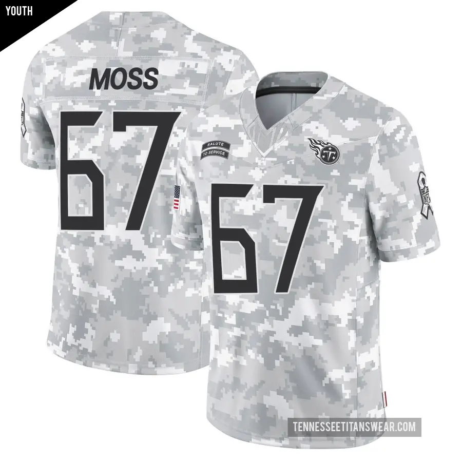 Youth Tennessee Titans ＃67 Drew Moss Arctic Camo Limited 2024 Salute to Service Jersey