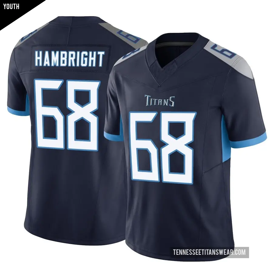 Youth Tennessee Titans ＃68 Arlington Hambright Navy Limited Vapor F.U.S.E. Jersey
