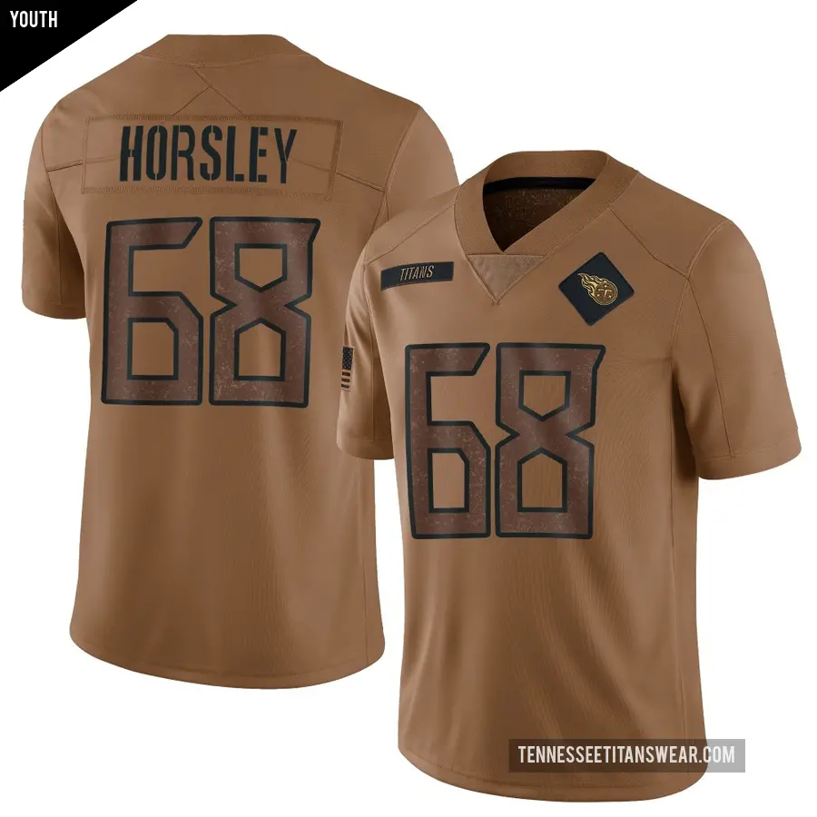 Youth Tennessee Titans ＃68 Cam Horsley Brown Limited 2023 Salute To Service Jersey