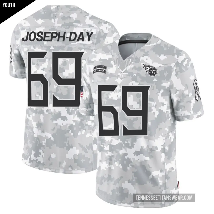 Youth Tennessee Titans ＃69 Sebastian Joseph-Day Arctic Camo Limited 2024 Salute to Service Jersey