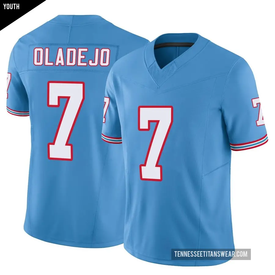 Youth Tennessee Titans ＃7 Oluwafemi Oladejo Light Blue Limited Vapor F.U.S.E. Jersey