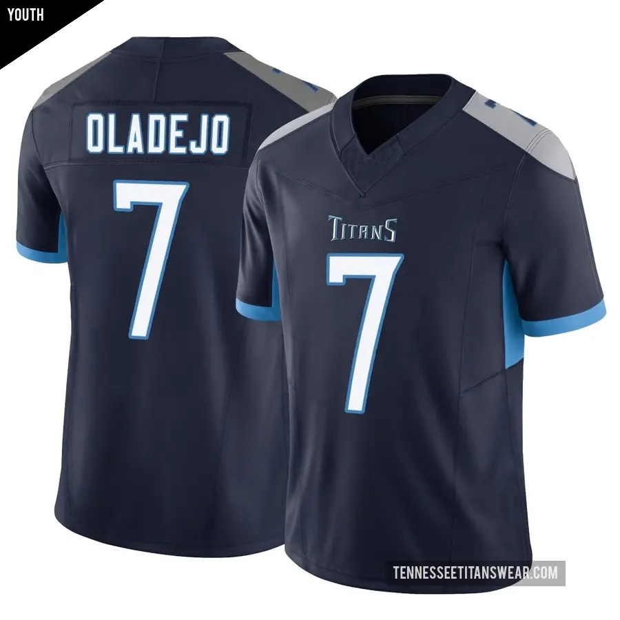 Youth Tennessee Titans ＃7 Oluwafemi Oladejo Navy Limited Vapor F.U.S.E. Jersey
