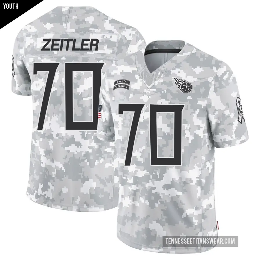 Youth Tennessee Titans ＃70 Kevin Zeitler Arctic Camo Limited 2024 Salute to Service Jersey