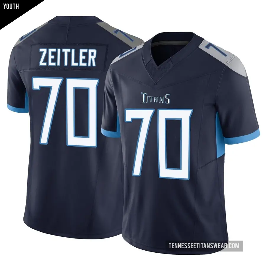 Youth Tennessee Titans ＃70 Kevin Zeitler Navy Limited Vapor F.U.S.E. Jersey
