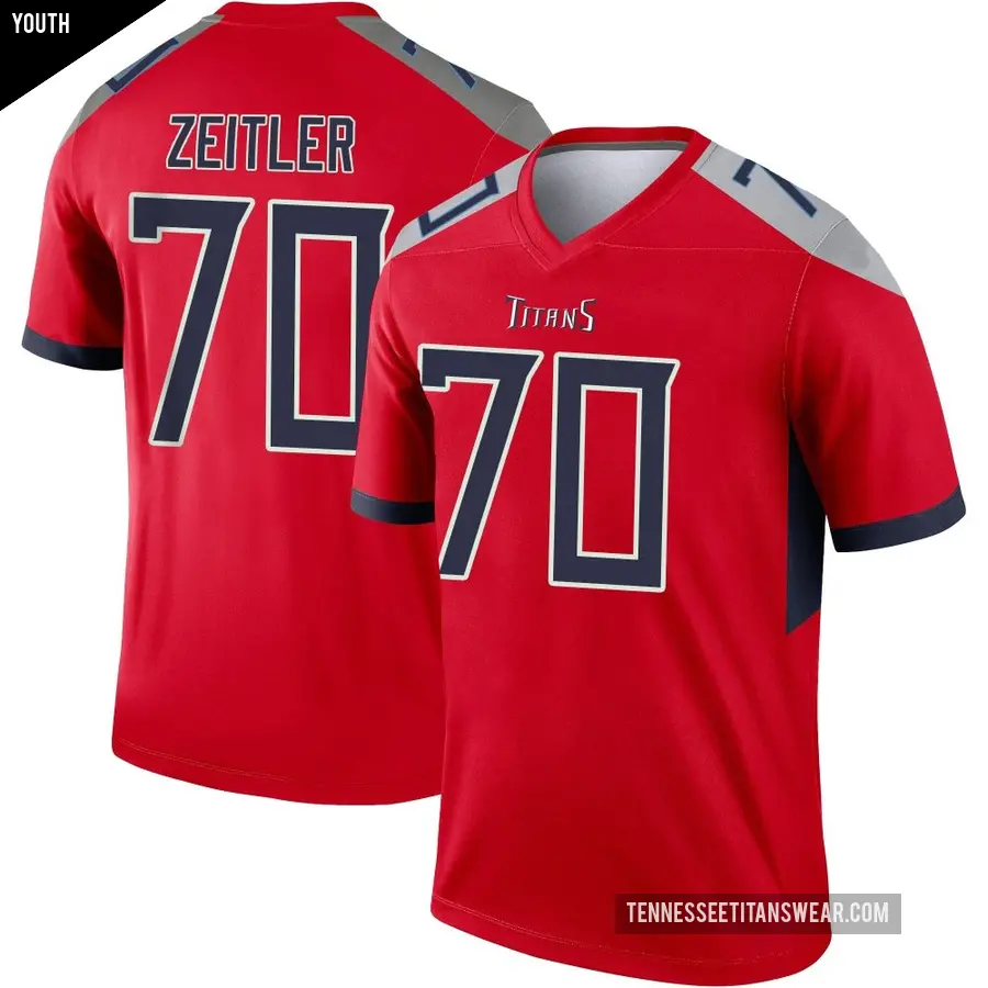 Youth Tennessee Titans ＃70 Kevin Zeitler Red Legend Inverted Jersey