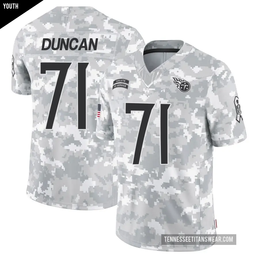 Youth Tennessee Titans ＃71 Jaelyn Duncan Arctic Camo Limited 2024 Salute to Service Jersey