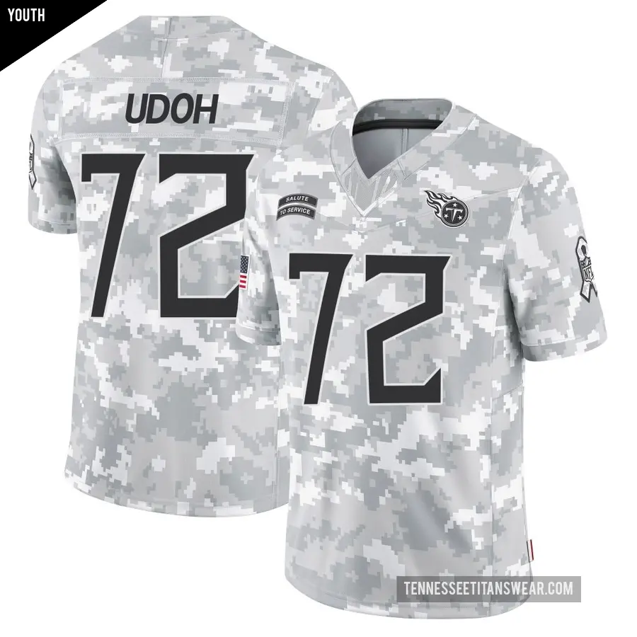 Youth Tennessee Titans ＃72 Olisaemeka Udoh Arctic Camo Limited 2024 Salute to Service Jersey