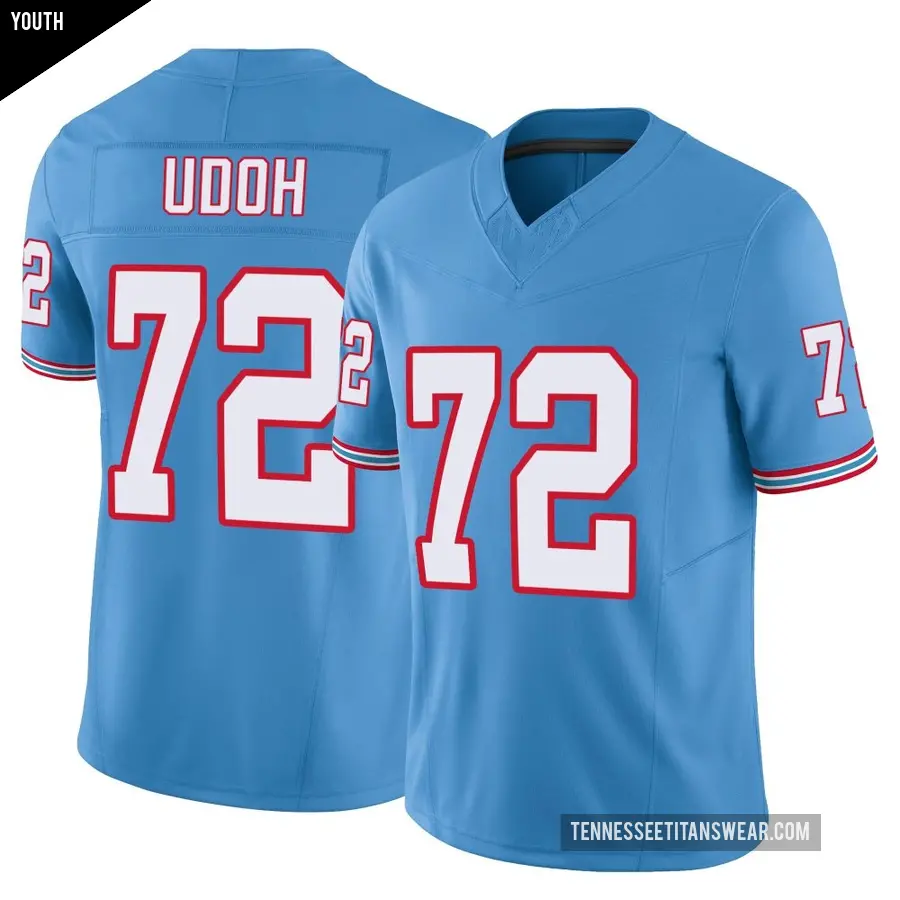 Youth Tennessee Titans ＃72 Olisaemeka Udoh Light Blue Limited Vapor F.U.S.E. Jersey