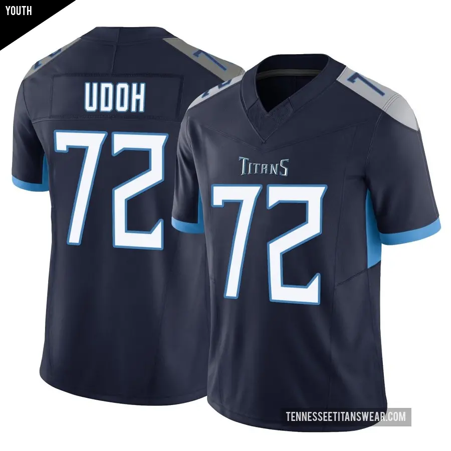 Youth Tennessee Titans ＃72 Olisaemeka Udoh Navy Limited Vapor F.U.S.E. Jersey