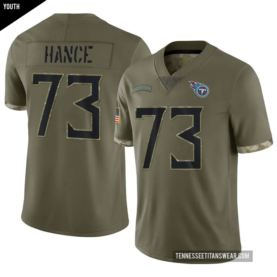 Youth Tennessee Titans ＃73 Blake Hance Olive Limited 2022 Salute To Service Jersey