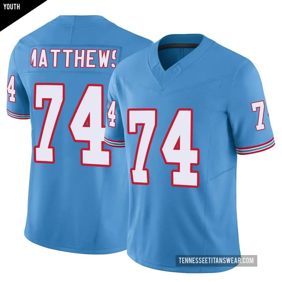 Youth Tennessee Titans ＃74 Bruce Matthews Light Blue Limited Vapor F.U.S.E. Jersey