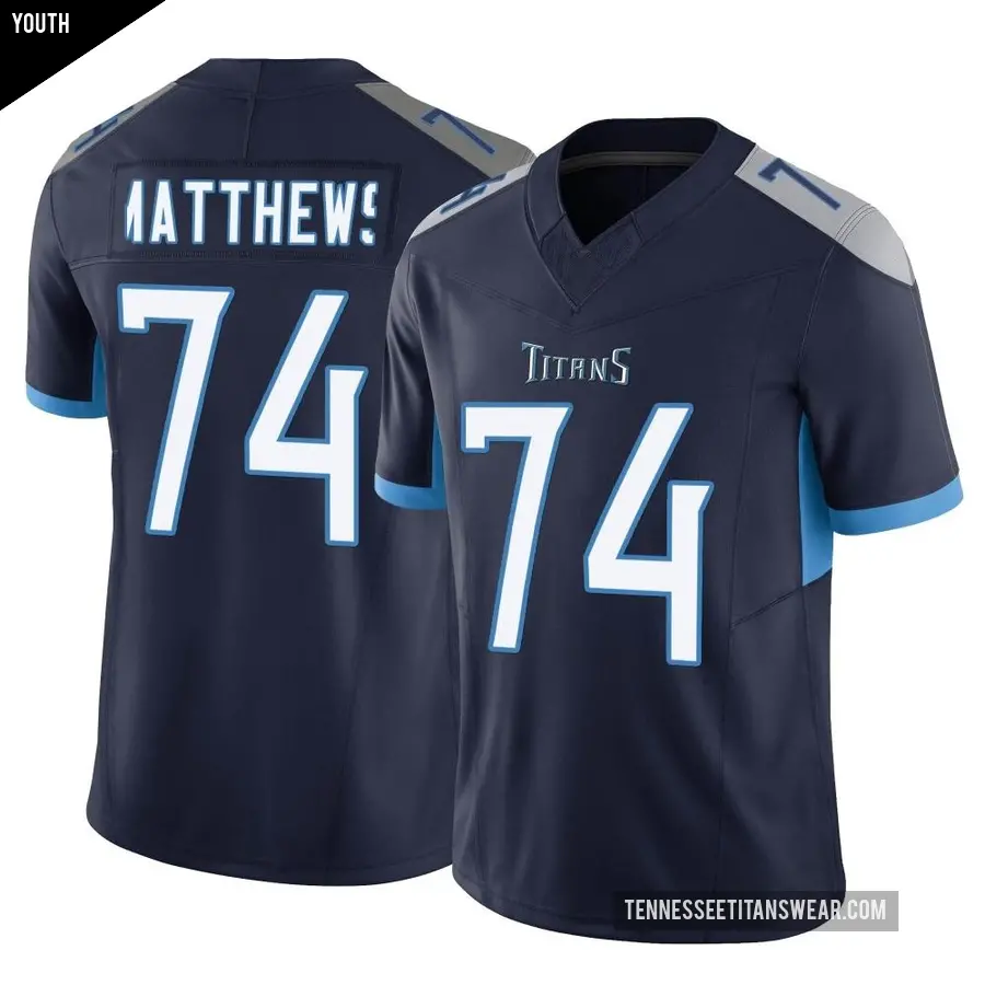 Youth Tennessee Titans ＃74 Bruce Matthews Navy Limited Vapor F.U.S.E. Jersey