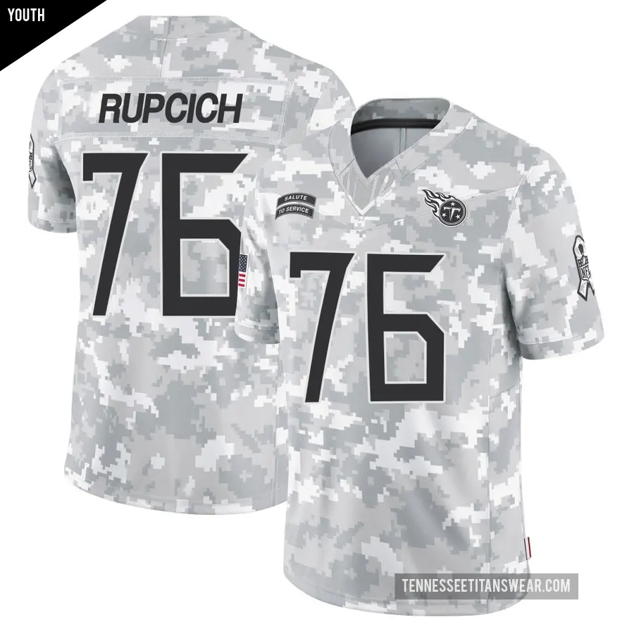 Youth Tennessee Titans ＃76 Andrew Rupcich Arctic Camo Limited 2024 Salute to Service Jersey