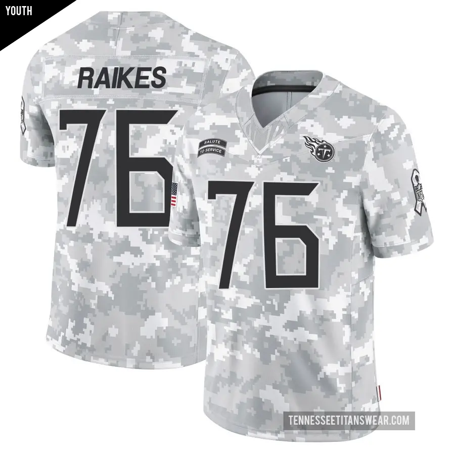 Youth Tennessee Titans ＃76 Isaiah Raikes Arctic Camo Limited 2024 Salute to Service Jersey