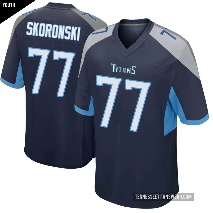 Youth Tennessee Titans ＃77 Peter Skoronski Navy Game Jersey