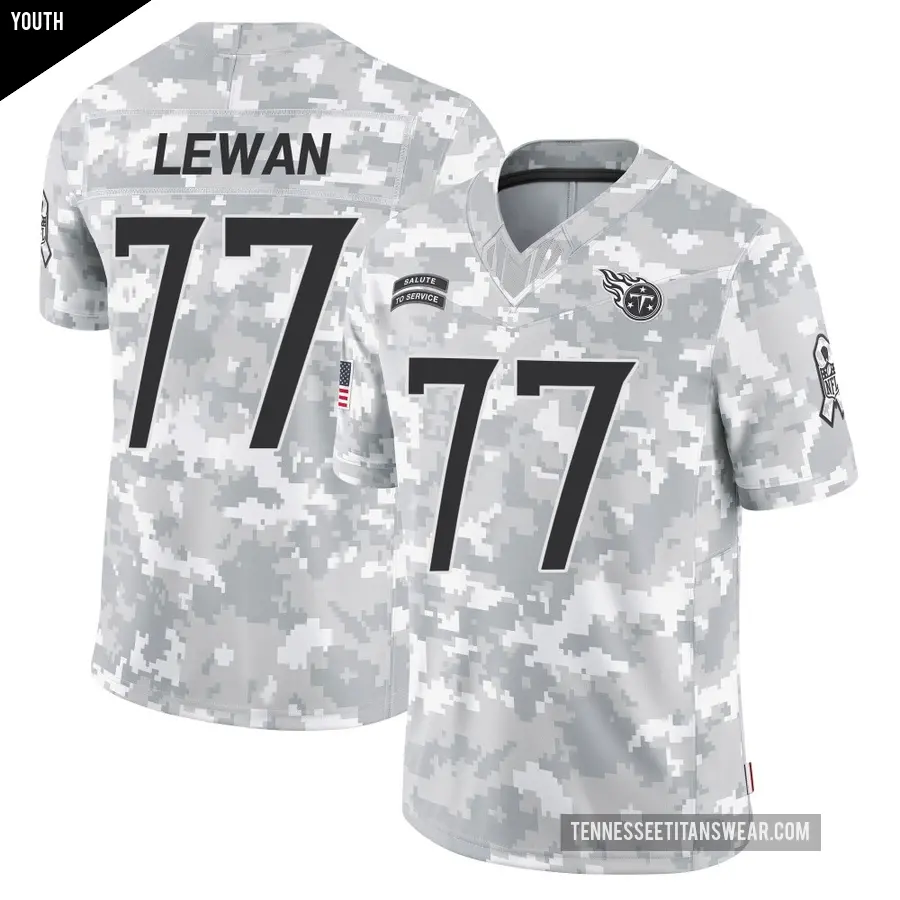 Youth Tennessee Titans ＃77 Taylor Lewan Arctic Camo Limited 2024 Salute to Service Jersey