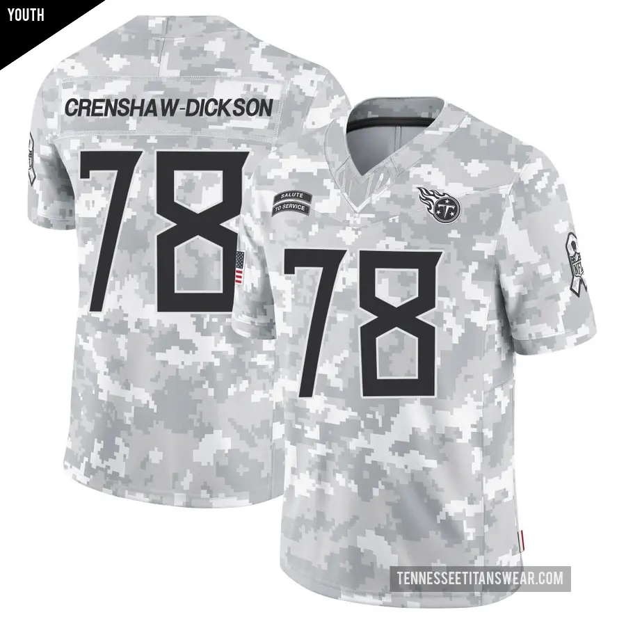 Youth Tennessee Titans ＃78 Brandon Crenshaw-Dickson Arctic Camo Limited 2024 Salute to Service Jersey