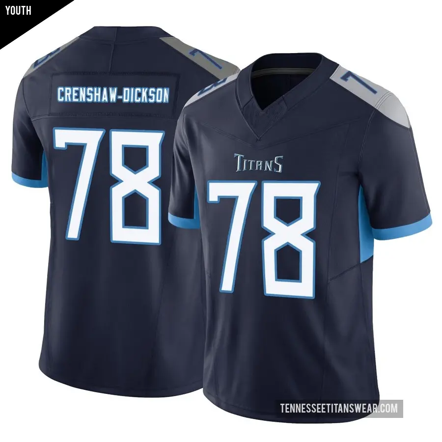 Youth Tennessee Titans ＃78 Brandon Crenshaw-Dickson Navy Limited Vapor F.U.S.E. Jersey