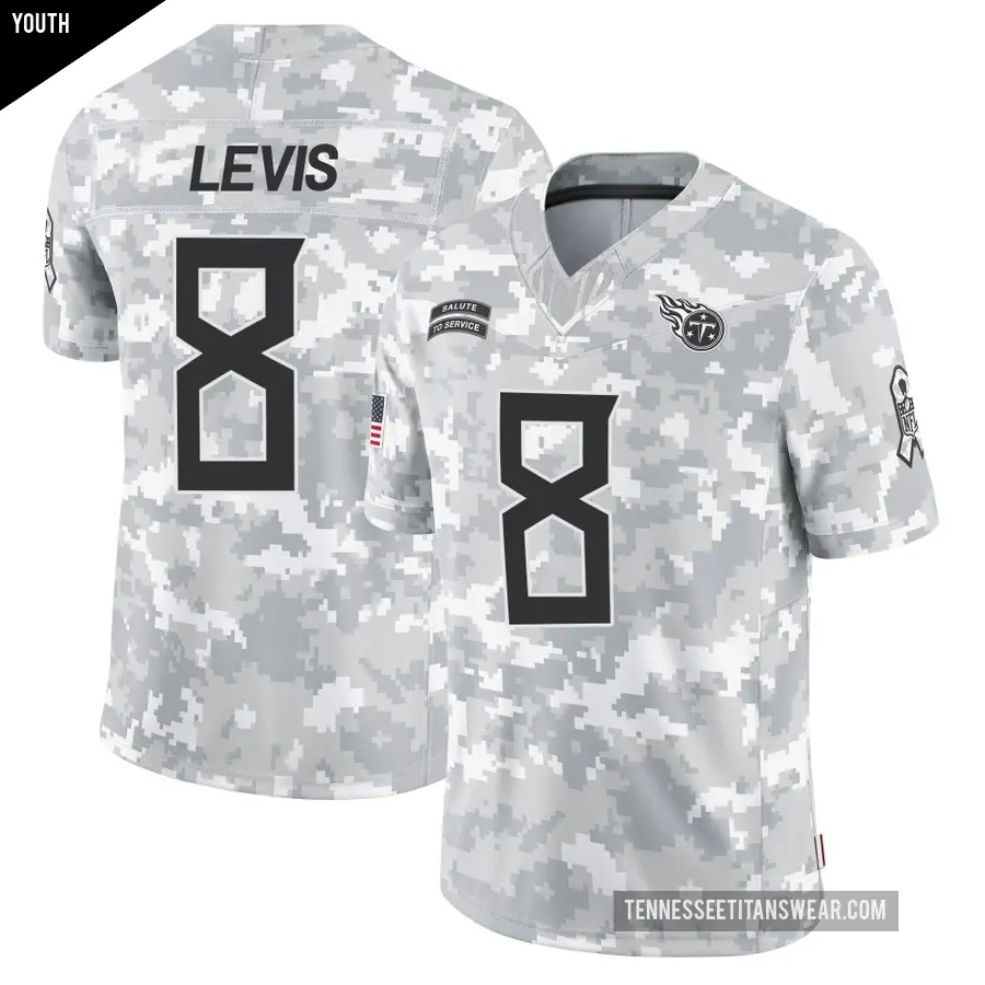 Youth Tennessee Titans ＃8 Will Levis Arctic Camo Limited 2024 Salute to Service Jersey