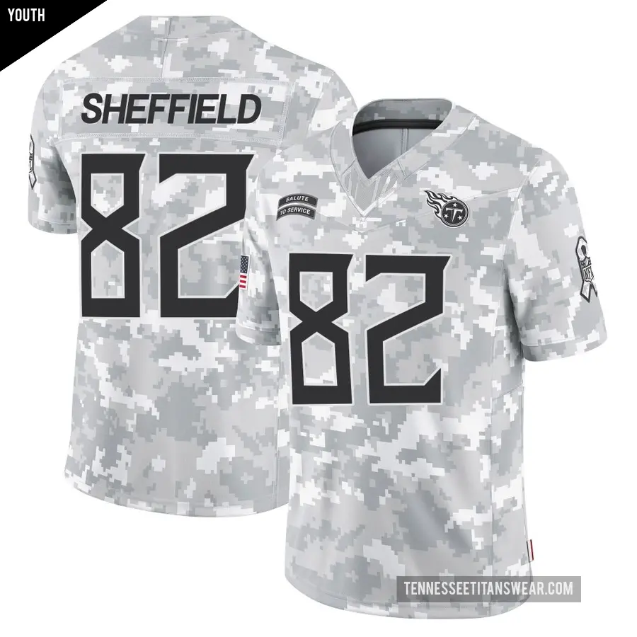 Youth Tennessee Titans ＃82 TJ Sheffield Arctic Camo Limited 2024 Salute to Service Jersey