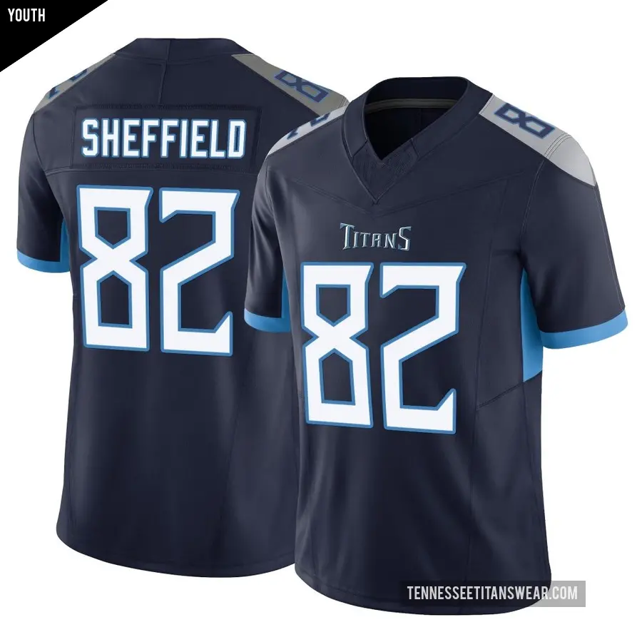 Youth Tennessee Titans ＃82 TJ Sheffield Navy Limited Vapor F.U.S.E. Jersey