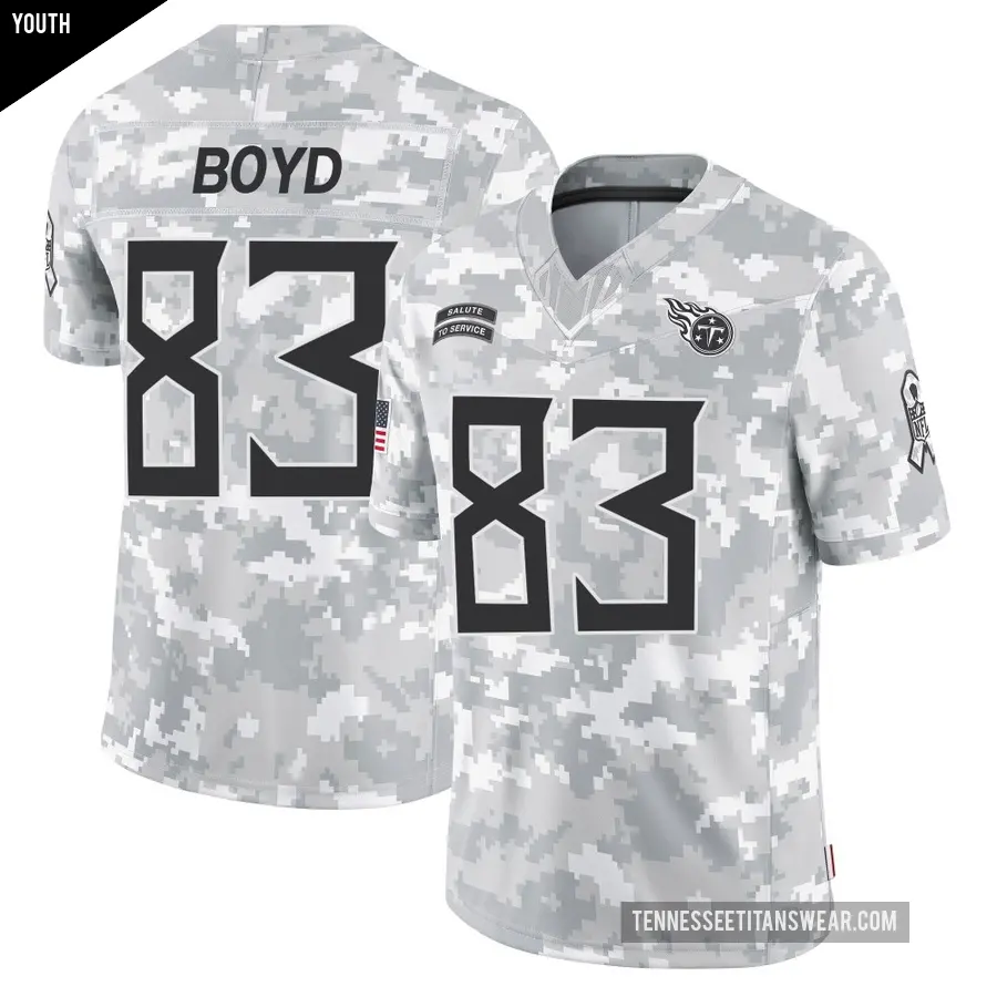 Youth Tennessee Titans ＃83 Tyler Boyd Arctic Camo Limited 2024 Salute to Service Jersey