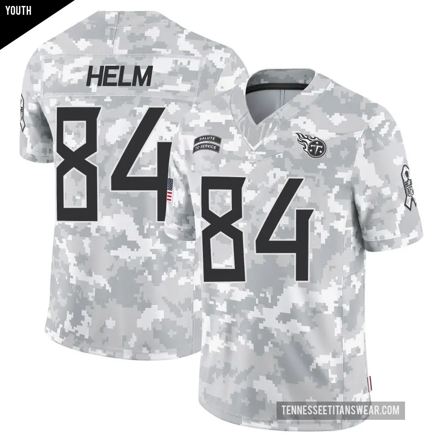 Youth Tennessee Titans ＃84 Gunnar Helm Arctic Camo Limited 2024 Salute to Service Jersey