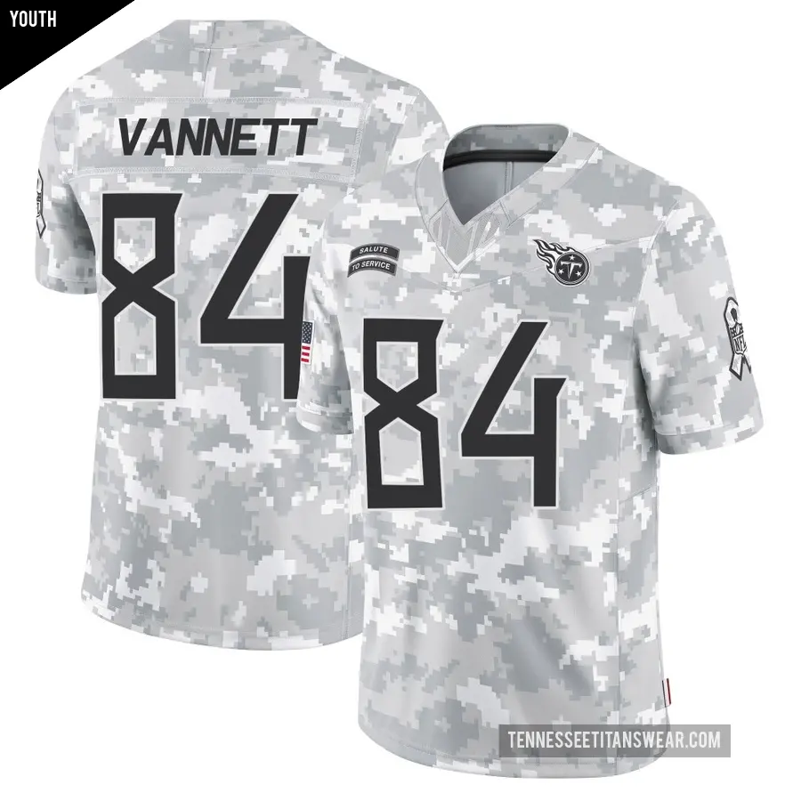 Youth Tennessee Titans ＃84 Nick Vannett Arctic Camo Limited 2024 Salute to Service Jersey