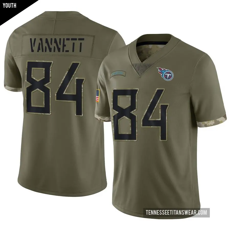 Youth Tennessee Titans ＃84 Nick Vannett Olive Limited 2022 Salute To Service Jersey