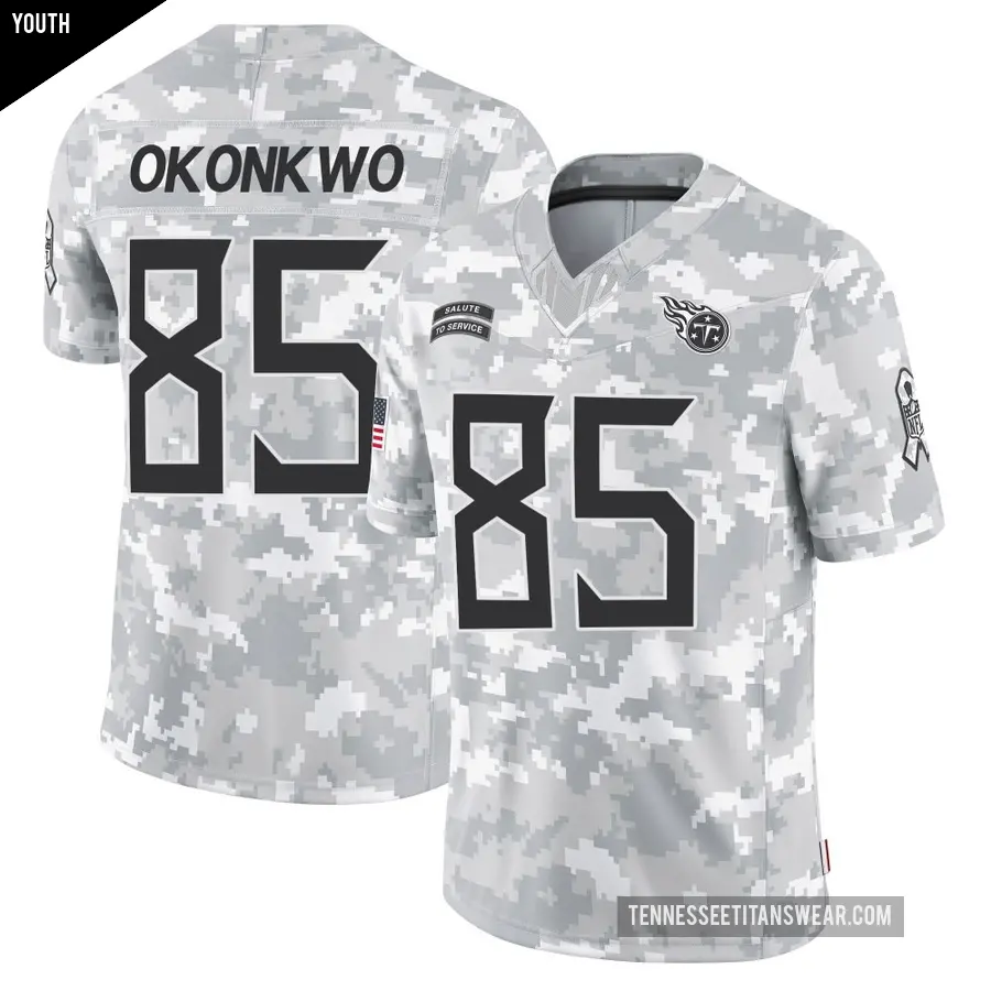 Youth Tennessee Titans ＃85 Chig Okonkwo Arctic Camo Limited 2024 Salute to Service Jersey