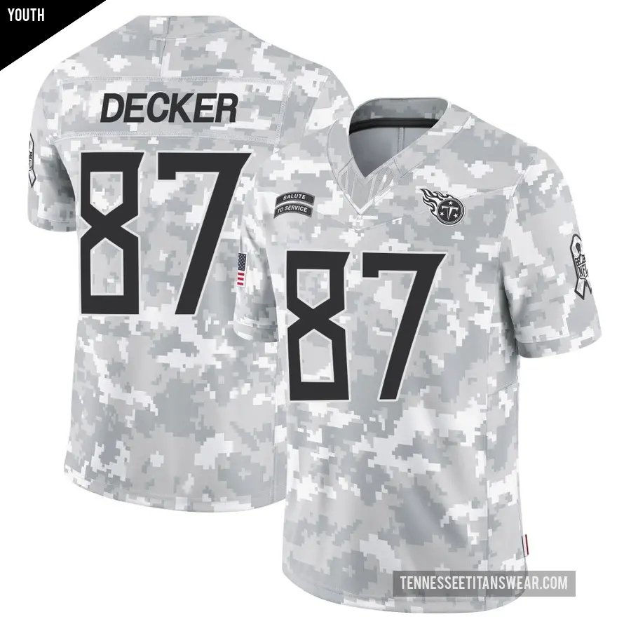 Youth Tennessee Titans ＃87 Eric Decker Arctic Camo Limited 2024 Salute to Service Jersey