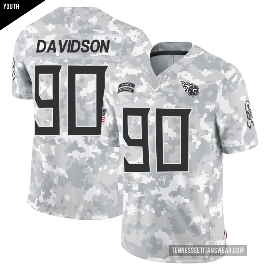 Youth Tennessee Titans ＃90 Marlon Davidson Arctic Camo Limited 2024 Salute to Service Jersey