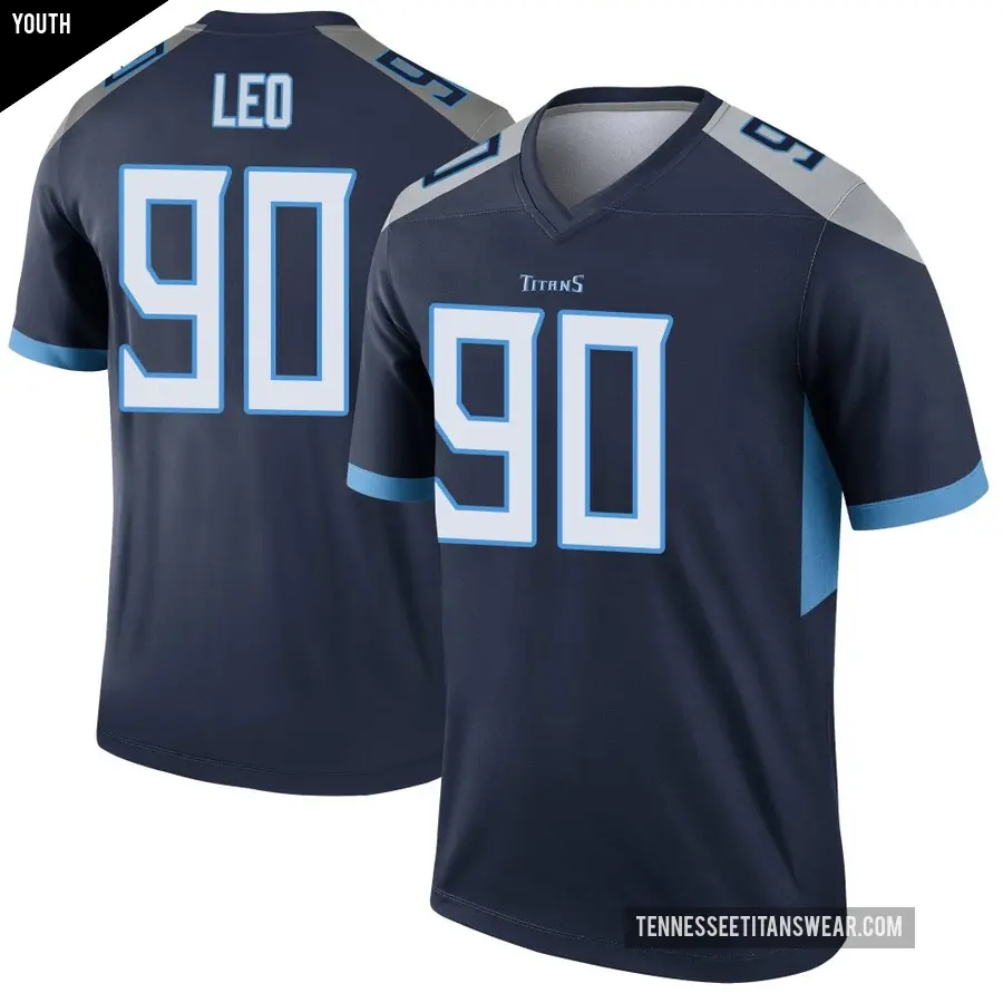 Youth Tennessee Titans ＃90 Titus Leo Navy Legend Jersey