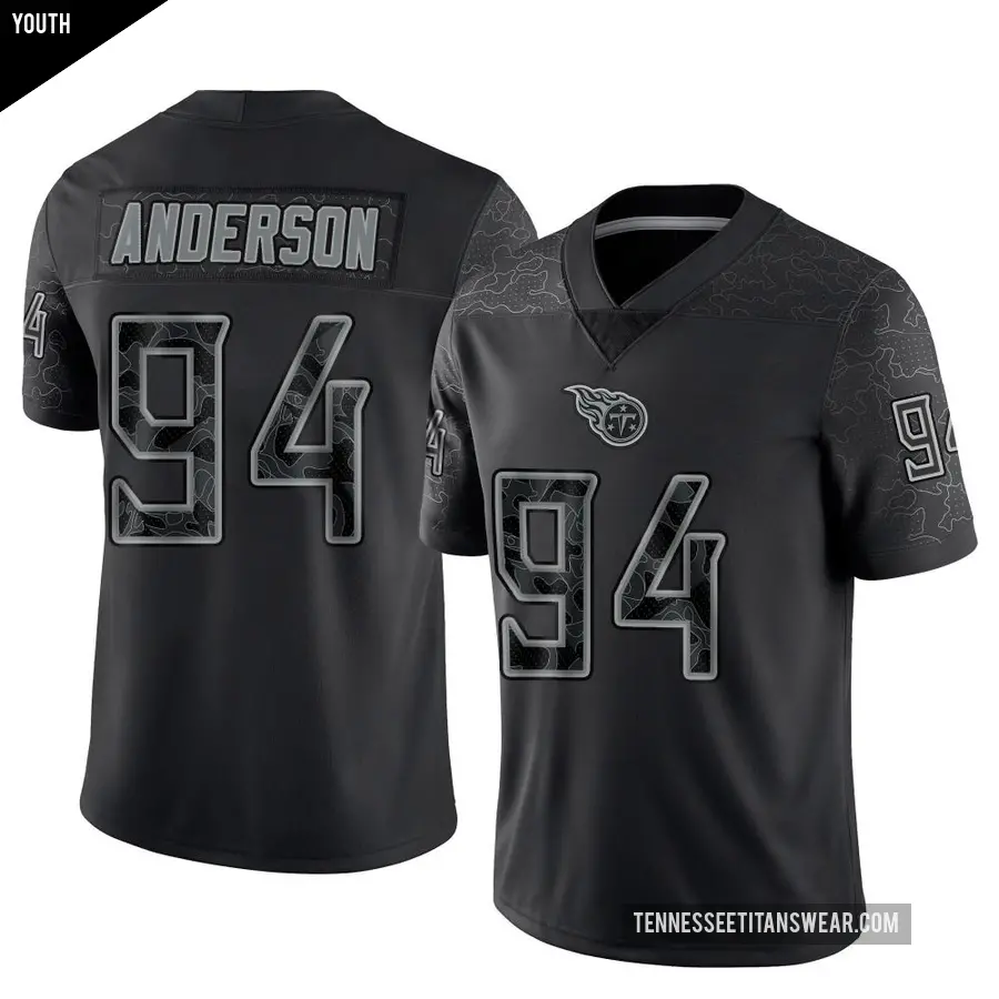 Youth Tennessee Titans ＃94 Abdullah Anderson Black Limited Reflective Jersey