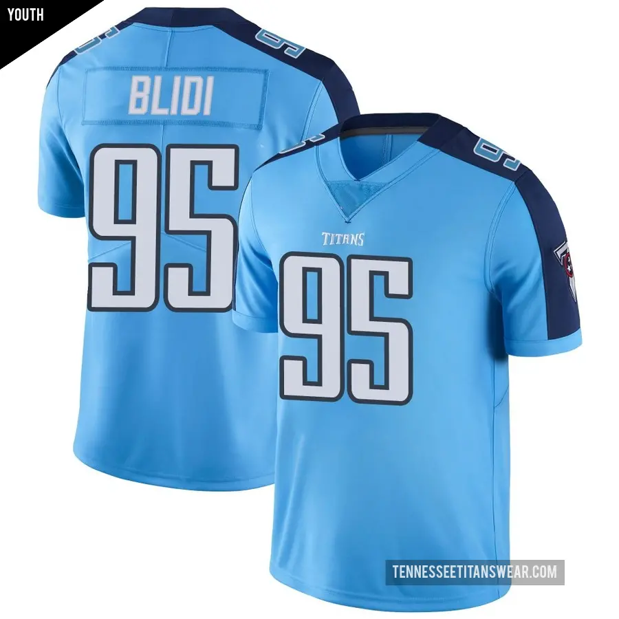 Youth Tennessee Titans ＃95 Philip Blidi Light Blue Limited Color Rush Jersey