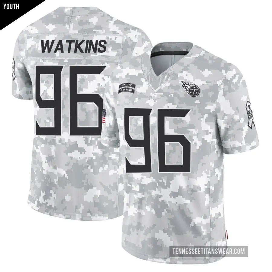 Youth Tennessee Titans ＃96 Carlos Watkins Arctic Camo Limited 2024 Salute to Service Jersey