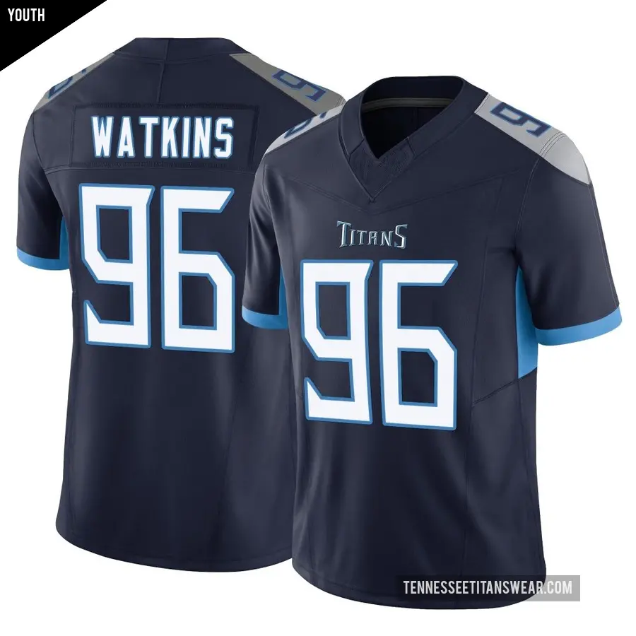 Youth Tennessee Titans ＃96 Carlos Watkins Navy Limited Vapor F.U.S.E. Jersey