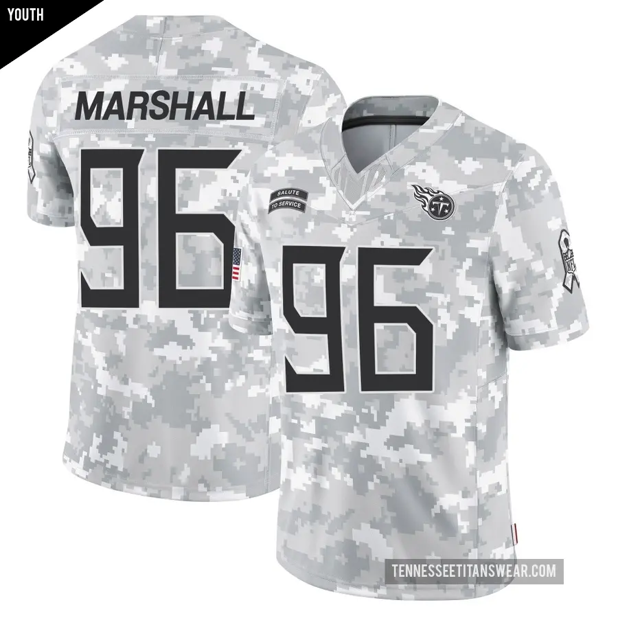 Youth Tennessee Titans ＃96 Jackie Marshall Arctic Camo Limited 2024 Salute to Service Jersey
