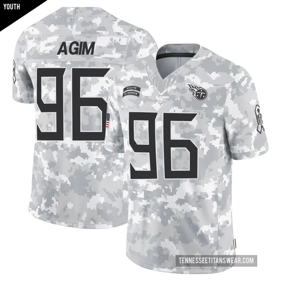Youth Tennessee Titans ＃96 McTelvin Agim Arctic Camo Limited 2024 Salute to Service Jersey