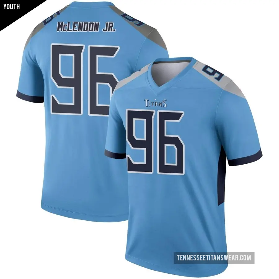 Youth Tennessee Titans ＃96 TK McLendon Jr. Light Blue Legend Jersey