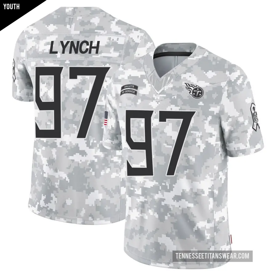 Youth Tennessee Titans ＃97 James Lynch Arctic Camo Limited 2024 Salute to Service Jersey