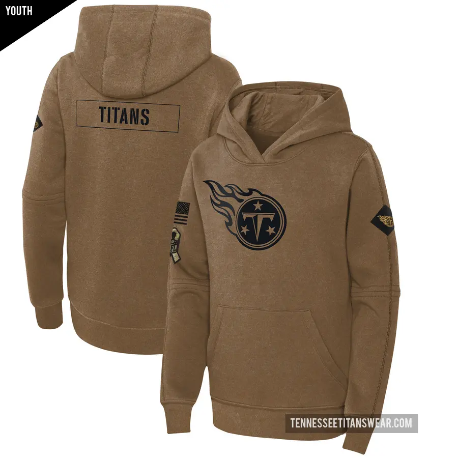 Youth Tennessee Titans Brown 2023 Salute to Service Club Fleece Pullover Hoodie