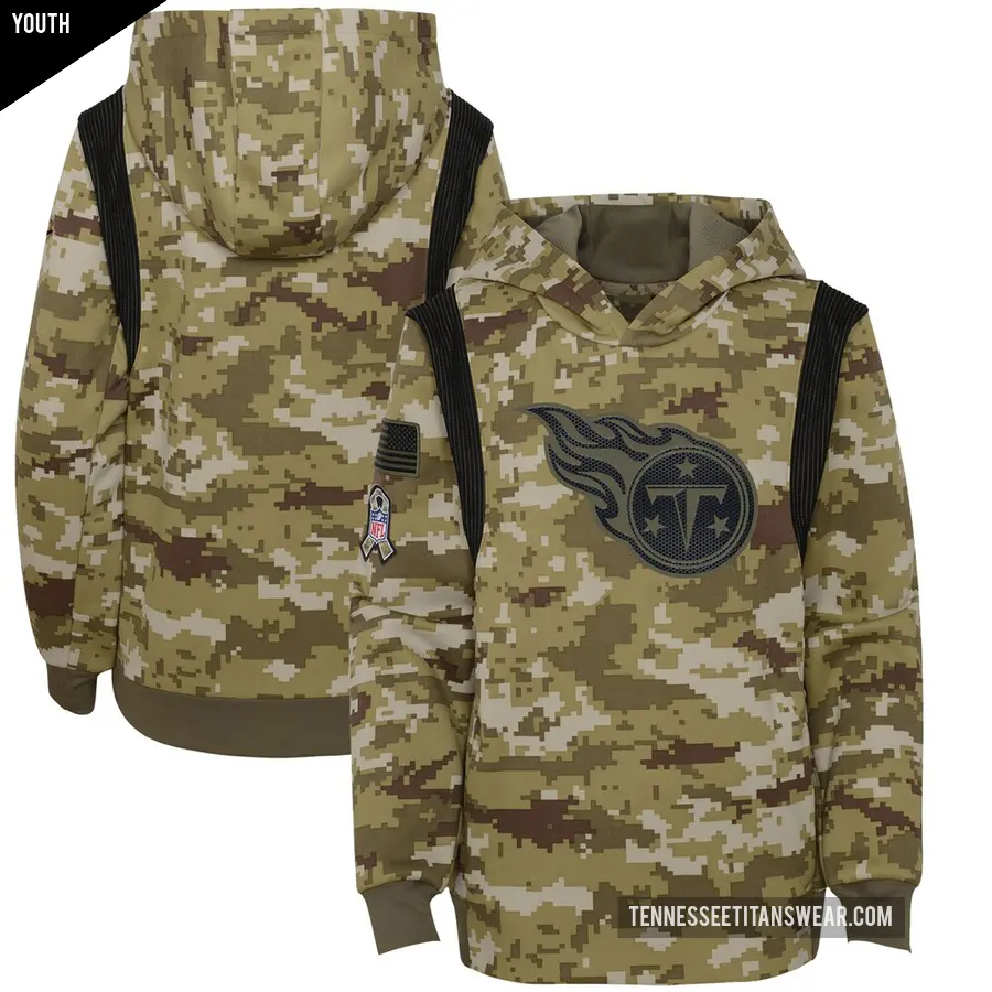 Youth Tennessee Titans Olive 2021 Salute to Service Therma Performance Pullover Hoodie