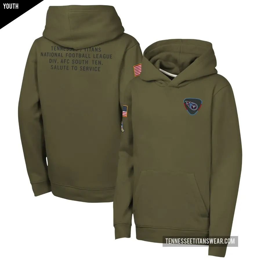 Youth Tennessee Titans Olive 2025 Salute to Service Club Fleece Hoodie